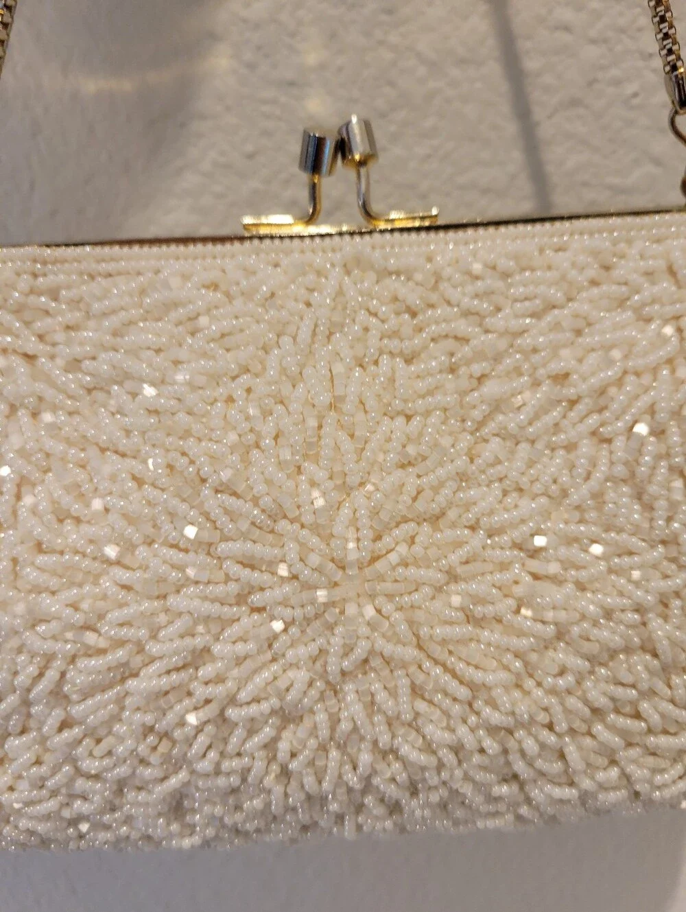 Mid-Century 1960 Wahlberg ,made In Honk Kong Hand Applied Glass Beads.